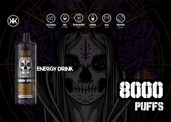 Navulbare 16ml 8000 Maximum Energie van het Rookwolken650mah de Beschikbare Vape Apparaat KK