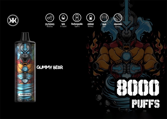Navulbare 16ml 8000 Maximum Energie van het Rookwolken650mah de Beschikbare Vape Apparaat KK