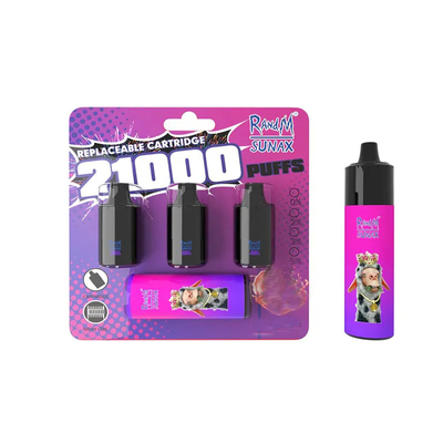 Originele RandM Sunax 21000 Rookwolkenvape Vooraf gevulde 14mlx3 Peulen met Mesh Coil
