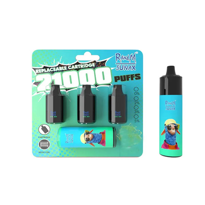 Originele RandM Sunax 21000 Rookwolkenvape Vooraf gevulde 14mlx3 Peulen met Mesh Coil
