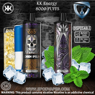 KK Beschikbare EPOD Navulbare E Cig Vape 650mah Batterij van energie de Maximum 8000 Rookwolken