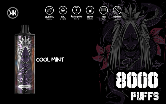KK Beschikbare EPOD Navulbare E Cig Vape 650mah Batterij van energie de Maximum 8000 Rookwolken
