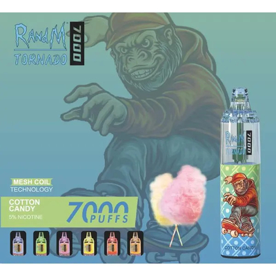 Fumot RandM Tornado 7000 Puffs sappige ijsfruitsmaken verkrijgbaar Mesh Coil 5% nicotinecapaciteit wegwerp vape