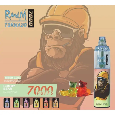Fumot RandM Tornado 7000 Puffs sappige ijsfruitsmaken verkrijgbaar Mesh Coil 5% nicotinecapaciteit wegwerp vape