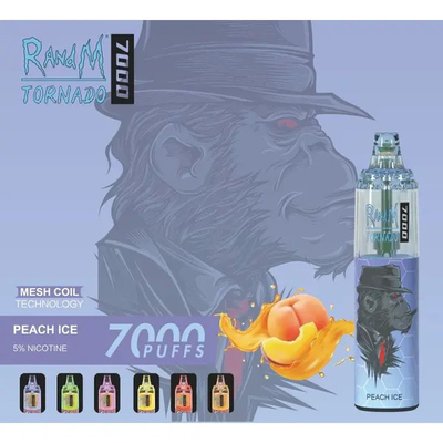 Fumot RandM Tornado 7000 Puffs sappige ijsfruitsmaken verkrijgbaar Mesh Coil 5% nicotinecapaciteit wegwerp vape