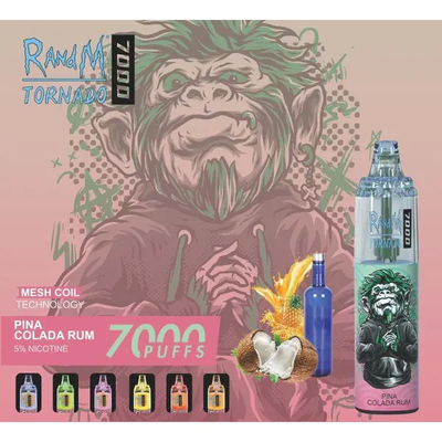 Fumot RandM Tornado 7000 Puffs sappige ijsfruitsmaken verkrijgbaar Mesh Coil 5% nicotinecapaciteit wegwerp vape
