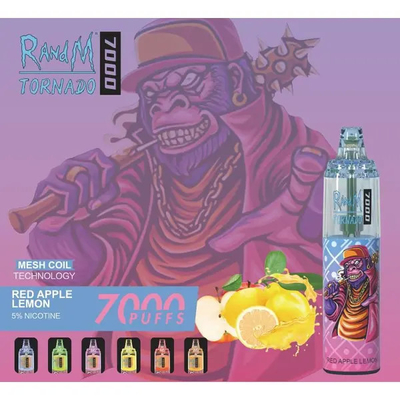Fumot RandM Tornado 7000 Puffs sappige ijsfruitsmaken verkrijgbaar Mesh Coil 5% nicotinecapaciteit wegwerp vape