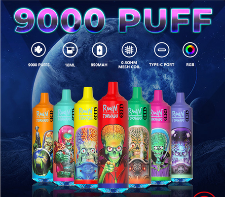 43 smaken Fumot RandM Tornado 5% Nicotine Wegwerp Vape Pen 850 mAh 9000 Puffs 18 ml Vloeistof
