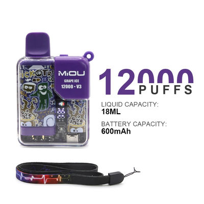Warm verkoop Miou V3 20 smaken wegwerp Vape Display Scherm 12000 puffs Nicotine E Cig Vape
