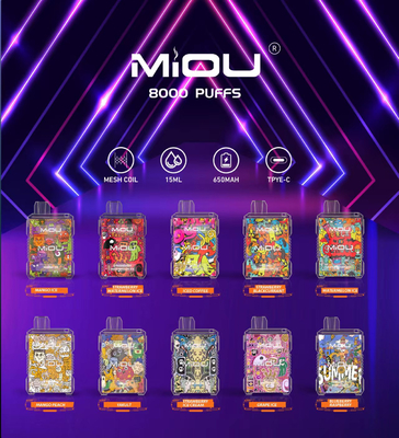 Miou Box E CIGS Mesh Coil 15ml E Liquid Wegwerp Vape 8000 Puffs 650mAh Oplaadbaar 10 smaken