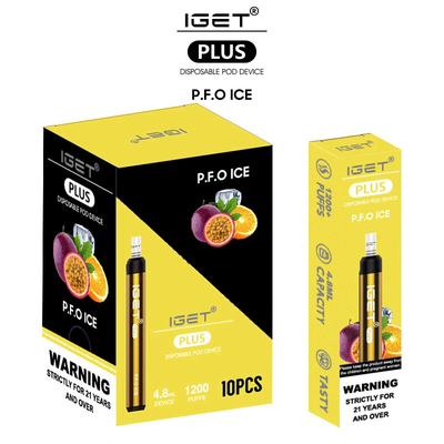 Beschikbare Elektronische de Sigaretpen 1200 Rookwolken 4.8ml Iget van de premiekwaliteit plus Beschikbare Vape