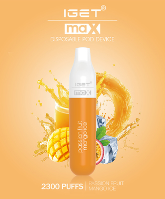 2300f IGET MAX Flat Pod Vape Pen, 8ml-Systeem van de Mango het Draagbare Peul