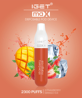 2300f IGET MAX Flat Pod Vape Pen, 8ml-Systeem van de Mango het Draagbare Peul