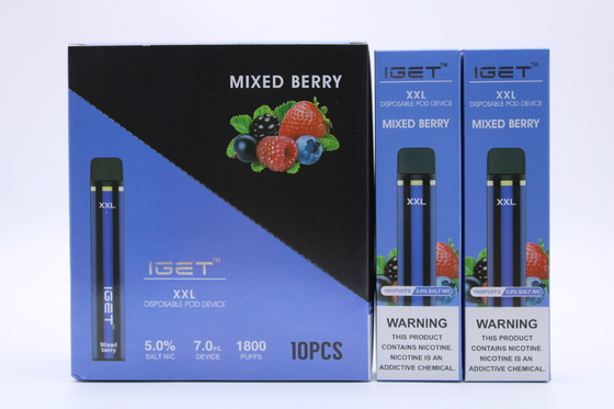 Originele Iget XXL 1800 puft de Beschikbare van de het Apparaten950mah Batterij van Peulsigaretten Pen van de Patroonvape 2.4ml Vooraf gevulde