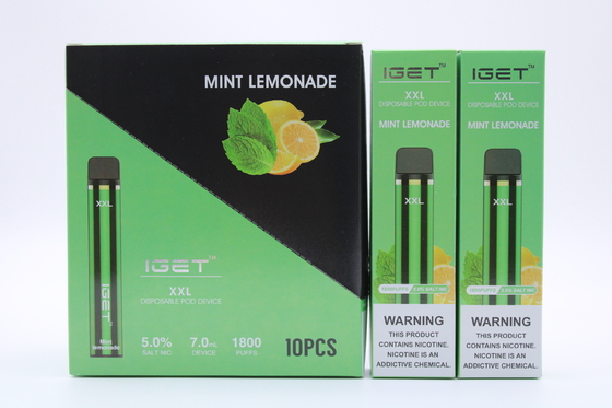 Originele Iget XXL 1800 puft de Beschikbare van de het Apparaten950mah Batterij van Peulsigaretten Pen van de Patroonvape 2.4ml Vooraf gevulde