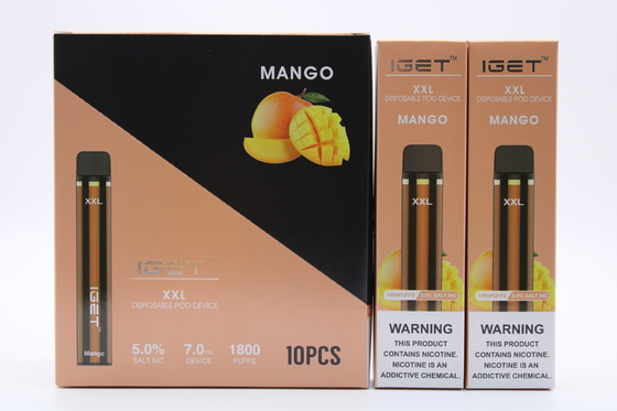 Originele Iget XXL 1800 puft de Beschikbare van de het Apparaten950mah Batterij van Peulsigaretten Pen van de Patroonvape 2.4ml Vooraf gevulde