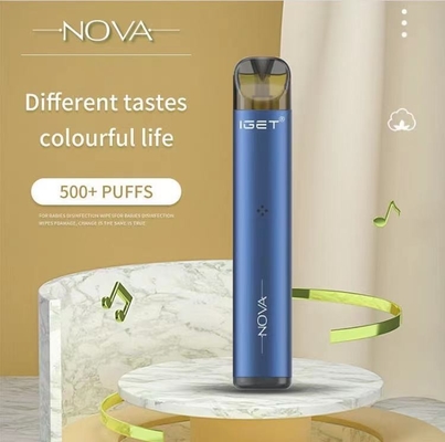 100% de originele Nicotine Vape van IGET Nova Replaceable Pod Recharged Battery 500Puffs 6%