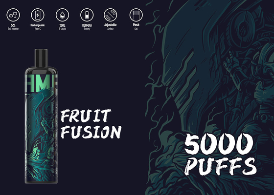 5000 Rookwolkentype C EPOD Beschikbare Vape 12 Aroma's E Ciagrette