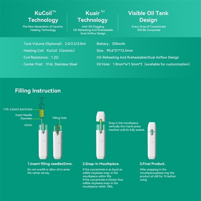 Hoog - sluit de beschikbare peul van de kwaliteitsdouane CBD vape zichtbare 2/2.5/3ml-capaciteitsrol op
