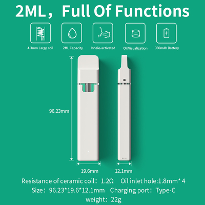 Van de het Apparaten Ceramische Rol 350mah van 2ML P23 Beschikbare Vape de Batterijsigaret met 316L SS