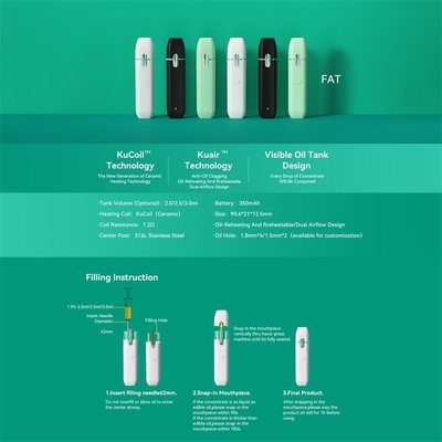 Nieuwe Aankomst P24 350 de Beschikbare SS316 Vape Pen van de mAhbatterij met 2.0/2.5/3.0ML-Tankvolume