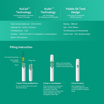De aanpassing van de Delta 8 Vape Elektronische Sigaret van Olie Beschikbare Vape met Ceramische Rol